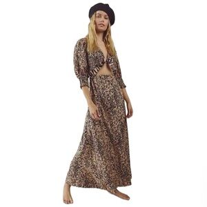 Free People String Of Hearts Linen Tie Front Cutout Maxi Dress NWT